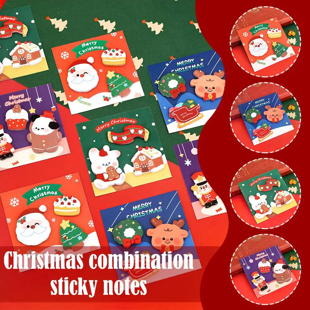 Cartoon Christmas Combination Sticky Notes Office Daily Student Stationery School notepad Office Sticky Student Notes Diy K2j2