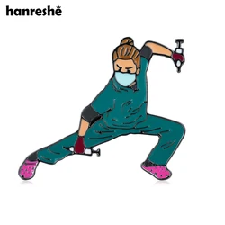 Hanreshe Funny Doctor Nurse Brooch Medical Cartoon Enamel Pin Backpack Lapel Badge for Medicine Stuff Jewelry Gifts