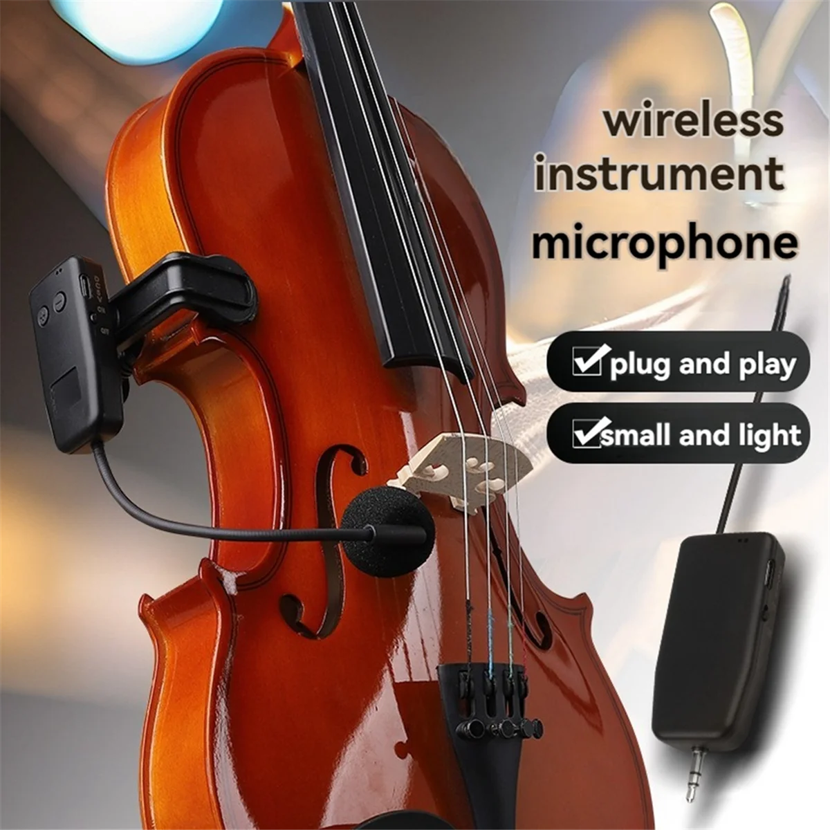 New Violin Wireless Microphone Musical Instrument Microphone Stage Performance Audio Receiver and Transmitter Short Clip