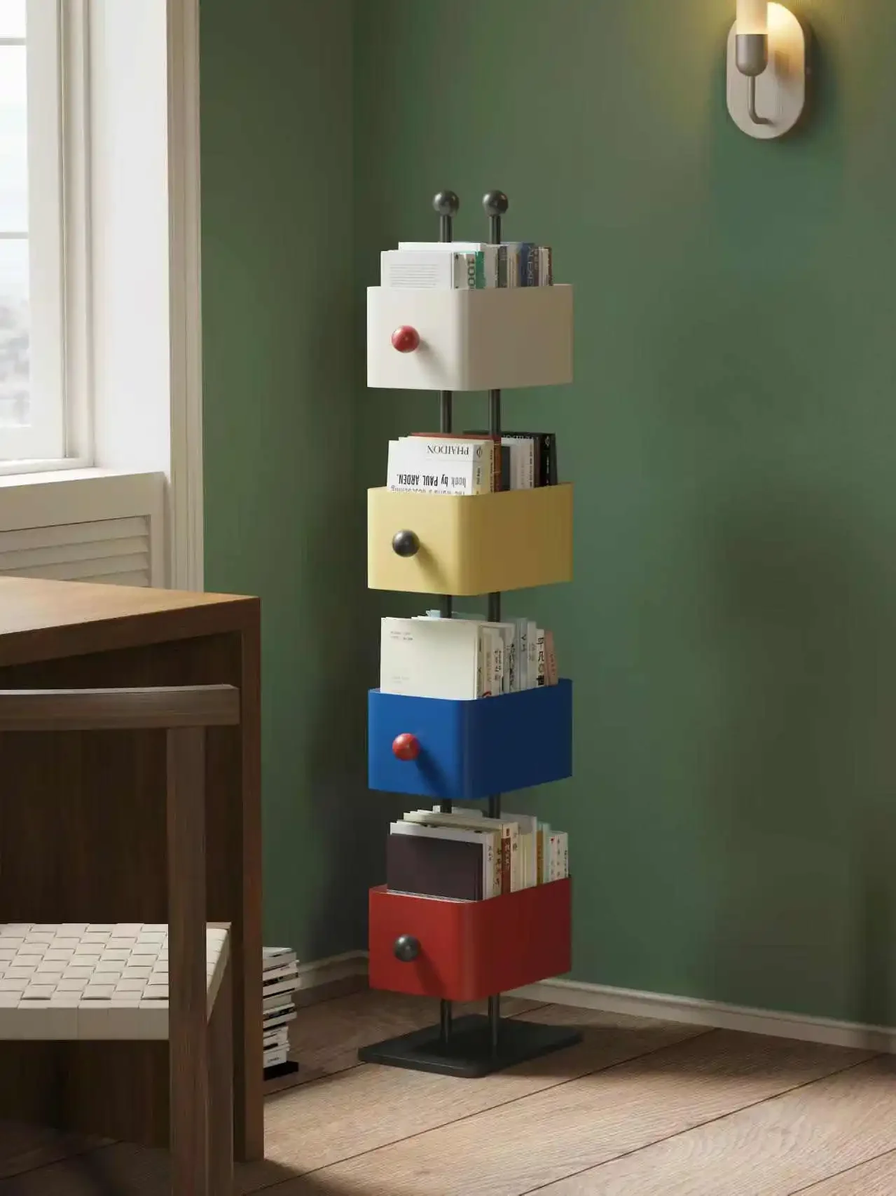 

Бытовая книжная полка от пола до потолка, угловой дисплей из кованого железа для гостиной, невидимый небольшой шкаф