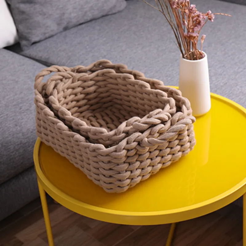 Storage Frame Cotton Thread Woven Storage Basket Simple Clothing Miscellaneous Items Storage Basket Snacks Storage Basket