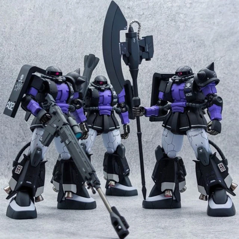 GUNDAM Gioco di animazione Giocattoli periferici HG 1/144 Giocattolo di assemblaggio ZAKU BLACK TRI-STARS Anime Figure Azione Collezione di modelli mobili