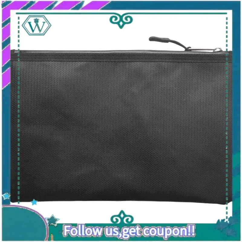 A75Q-8X Fireproof Money Safe Document Bag. NON-ITCHY Coated Fire & Water Resistant Safe Cash Bag For File Folder Holder