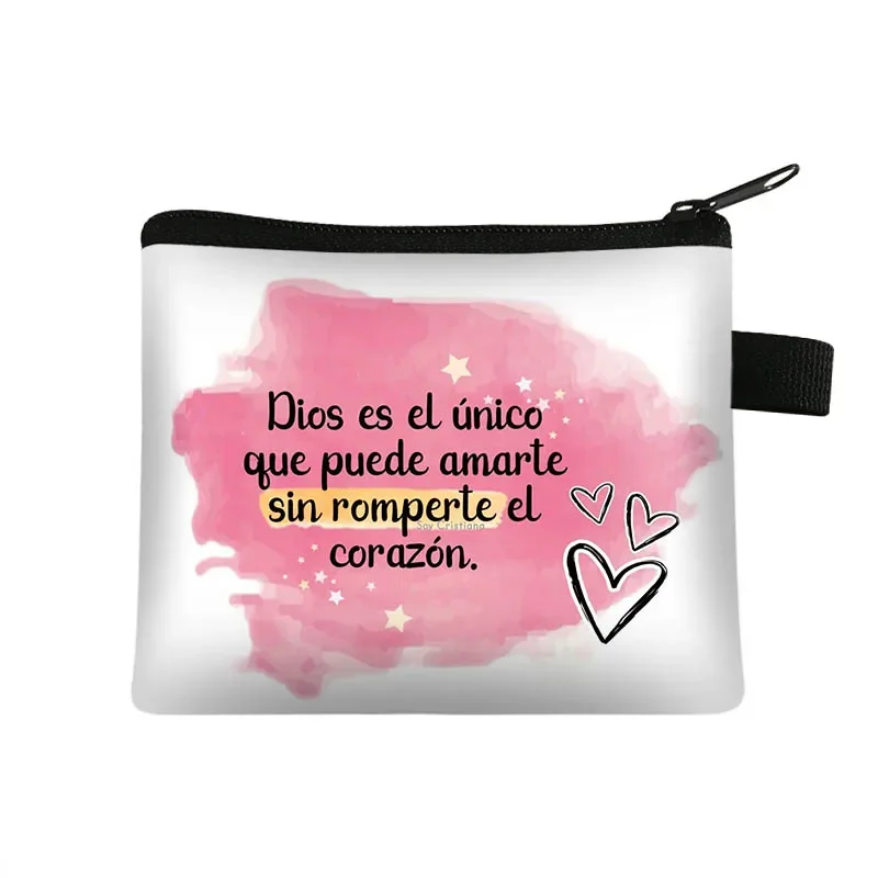 Christian Gift Bible Verse Wallet  Women Coin Purse Con Dios Todo Es Posible Money Bag Small Handbag Floral Purses