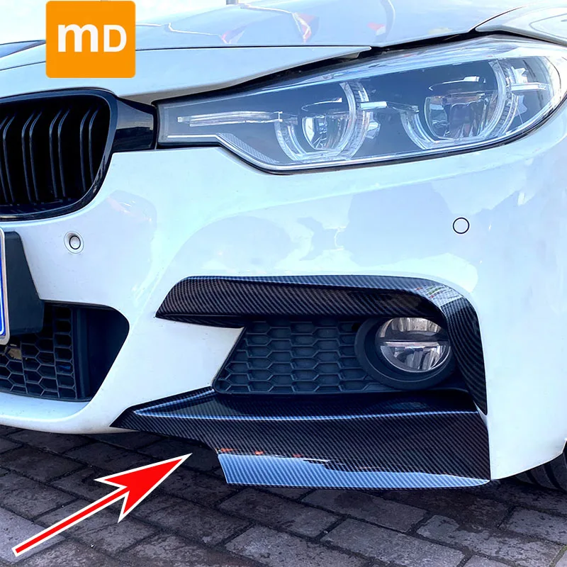 

For BMW 3 Series F30 F31 M Pack 2013-2019 Glossy Black Fog Lamp Decorative Fangs Body Kit Guard Car Accessories