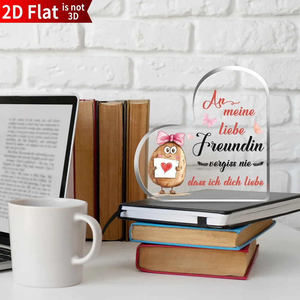 Acrylic Heart Desk Decoration - 2D Flat Romantic Gift for Boyfriend/Girlfriend, Cute Ornament for Shelf/Desk, Couple Valentine's - view 6