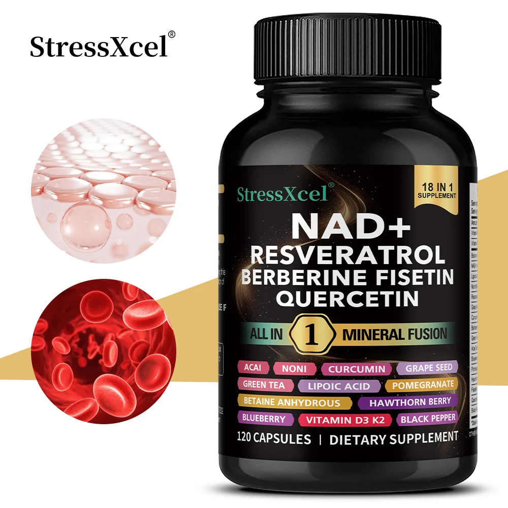 NAD+ Supplement with Resveratrol - Boost NAD+ Levels, Energy & Anti-Aging Support - Superior Absorption, Vegan, 120 Softgels