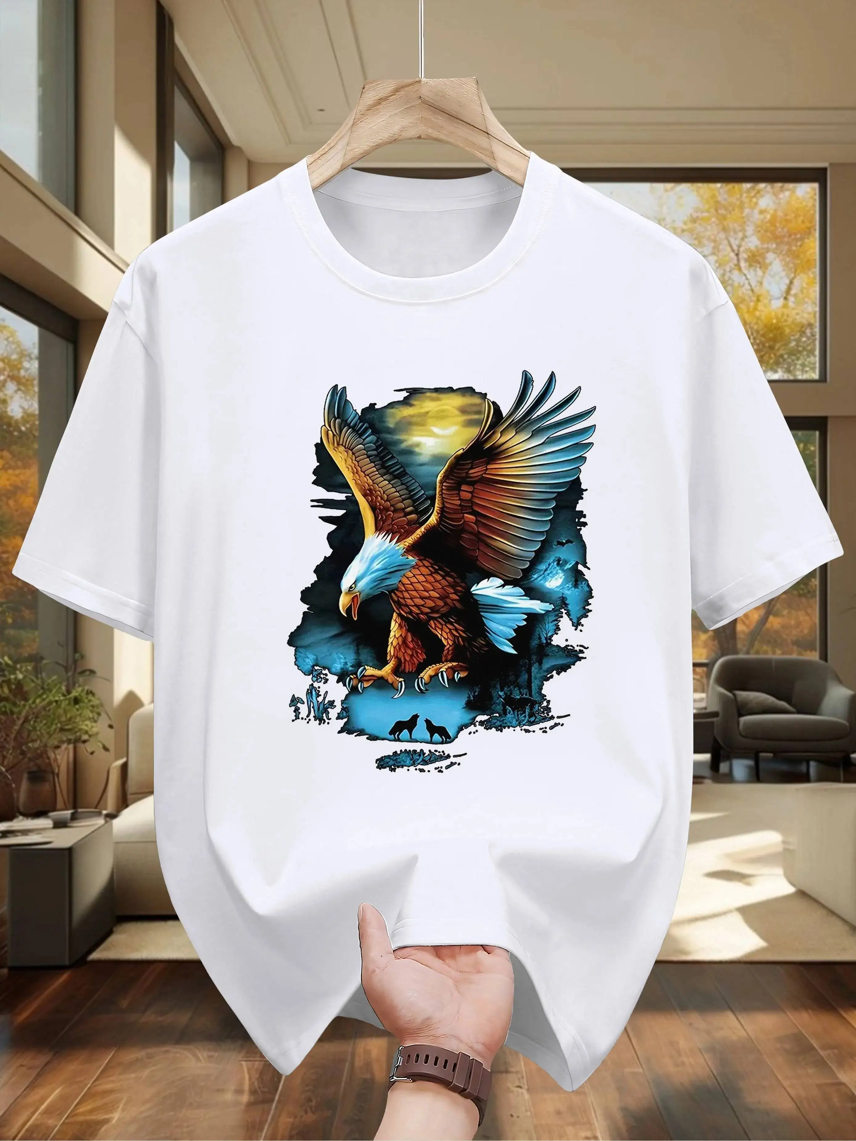 Men T-Shirt Featuring Majestic Eaglepattern With A Andversatilestylemade Of Breathablefabricsuitable Forsummerdailywear 100%