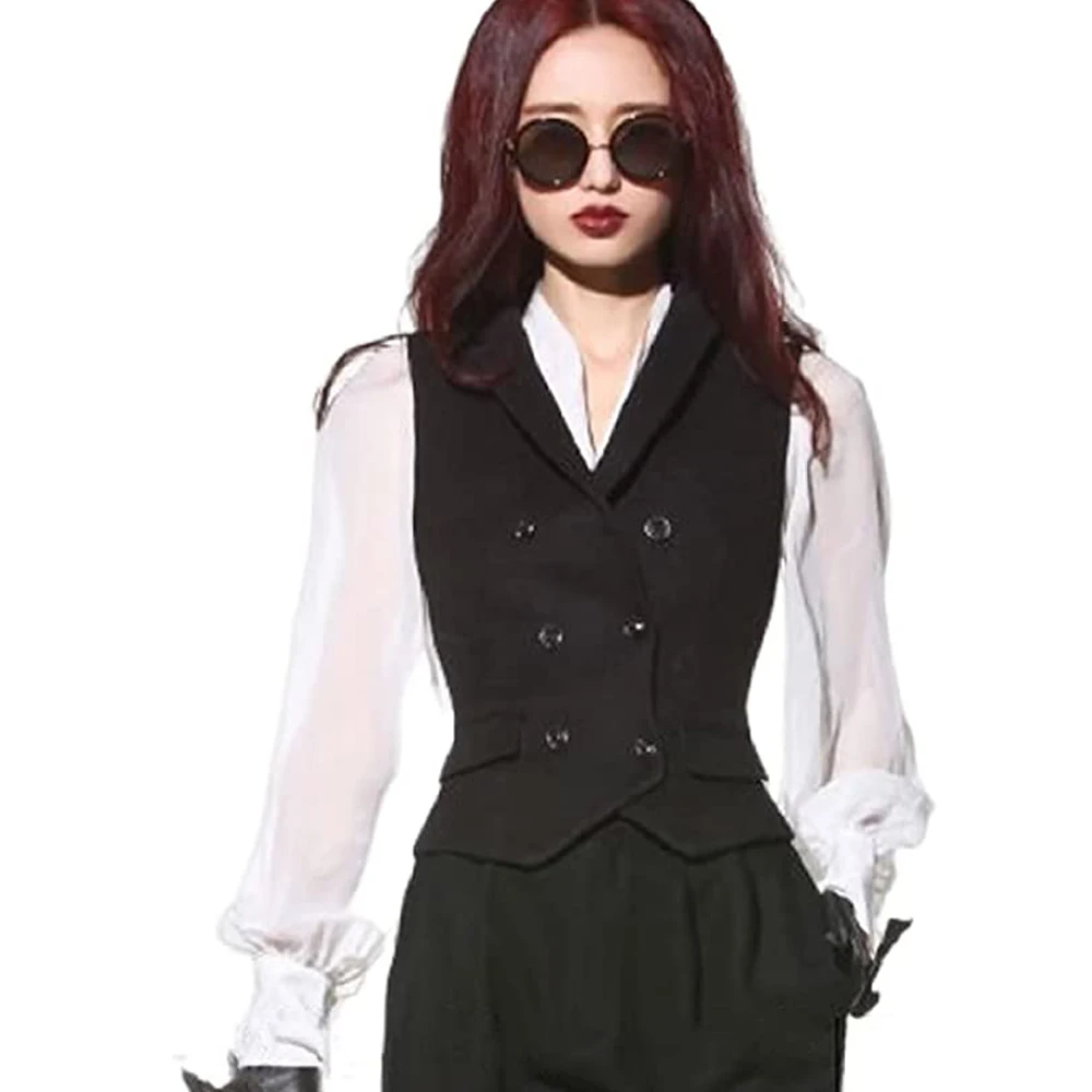 

Ladies Vest Double Breasted Lapel Best Fashion Ladies 2023 Blazers Modern Women Sleeveless Jackets Elegant Women Outerwear