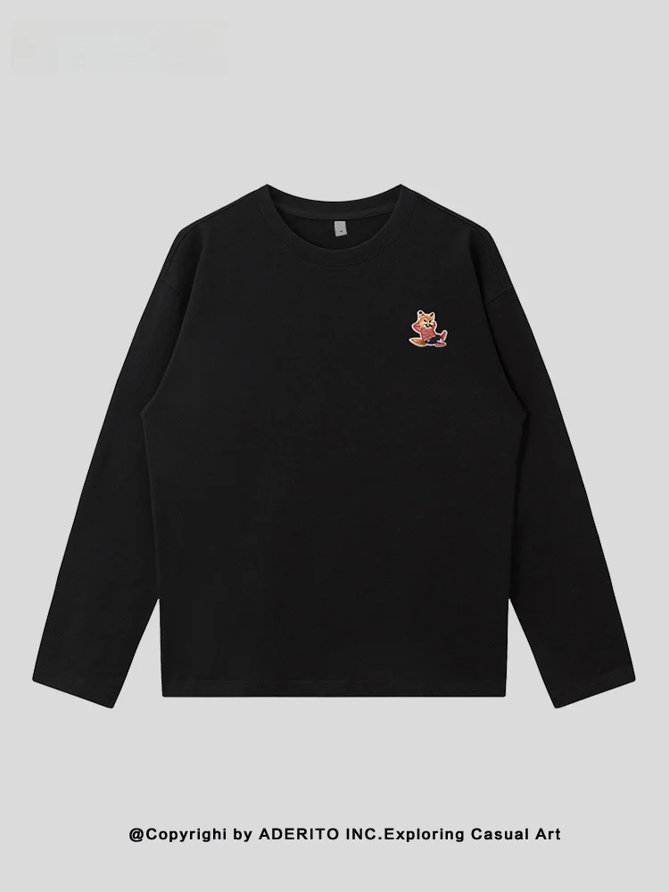 

Модная футболка NANA с длинным рукавом и вышивкой, свободного кроя, с круглым вырезом, приятная к телу, дышащая, экологичная.