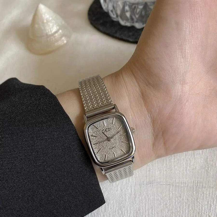 Watches And Accessories, Vintage Square Women'S Watch, Elegant And Versatile, Mesh Strap, Small Dial, A Perfect Gift For Women.