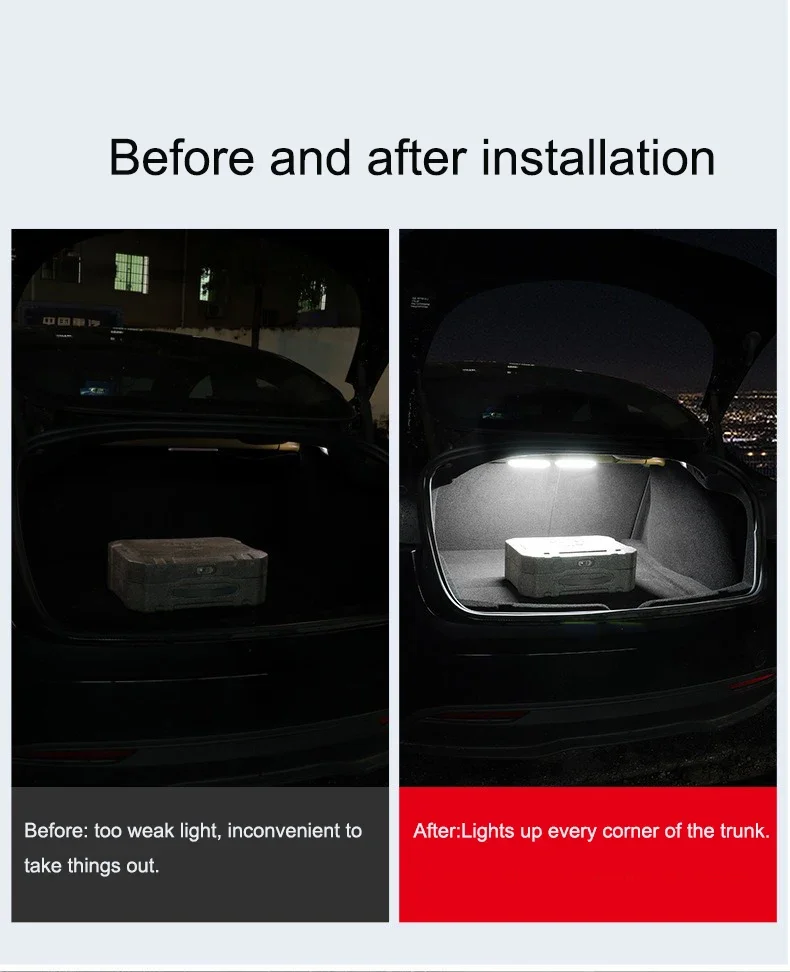 For Tesla Model 3 2021-2024 Tailgate Light Trunk Lighting LED Non-destructive Install Trunk Door Open Lights ON Close Lights OFF