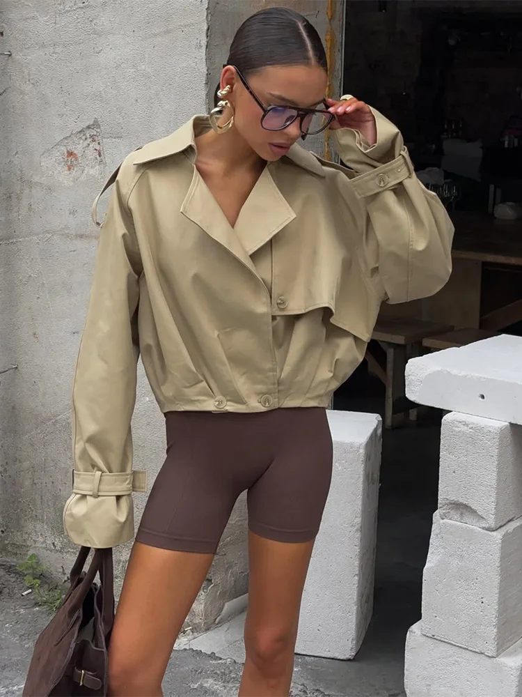 Trendix Loose Vintage Jacket Cotas Women Double-Breasted Patchwork Long Sleeve Cardigan Jackets Street Casual Outwear For Autumn