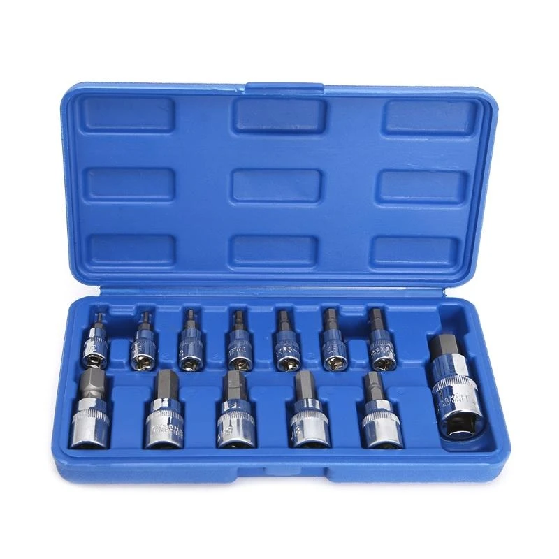 E06B 13pcs/setメトリックアレンヘックスラチェットレンチ1/4 "3/8" "ドライブソケットツール