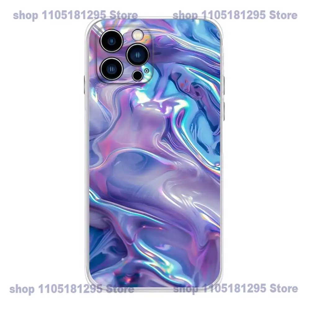 虹色ホログラフィック調のiPhoneケース（iPhone 17、16、15、14、13、12、11 Plus、Pro、Max、XR、Plus、E、Mini対応）透明ソフトカバー