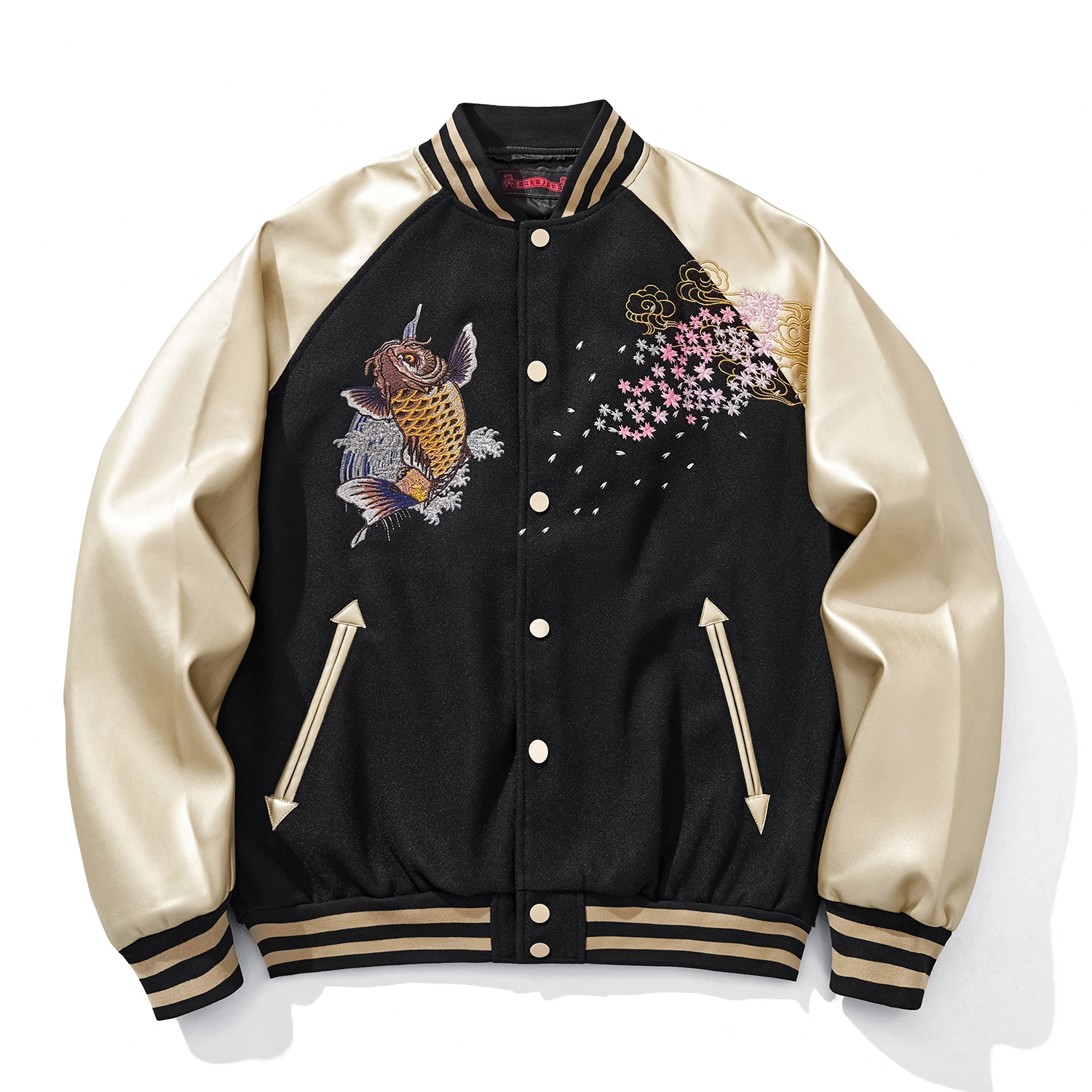 Sukajan New Heavy Embroidery Carp Jacket Baseball Style Spring Autumn Chinese Trendy Loose Fit Long Sleeve Button up Coat