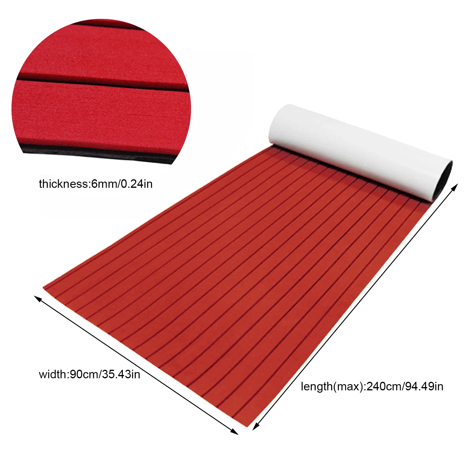 240 * 90cm * 6mm EVA Deck Ship Anti-Skid Mat (Big Red+black)