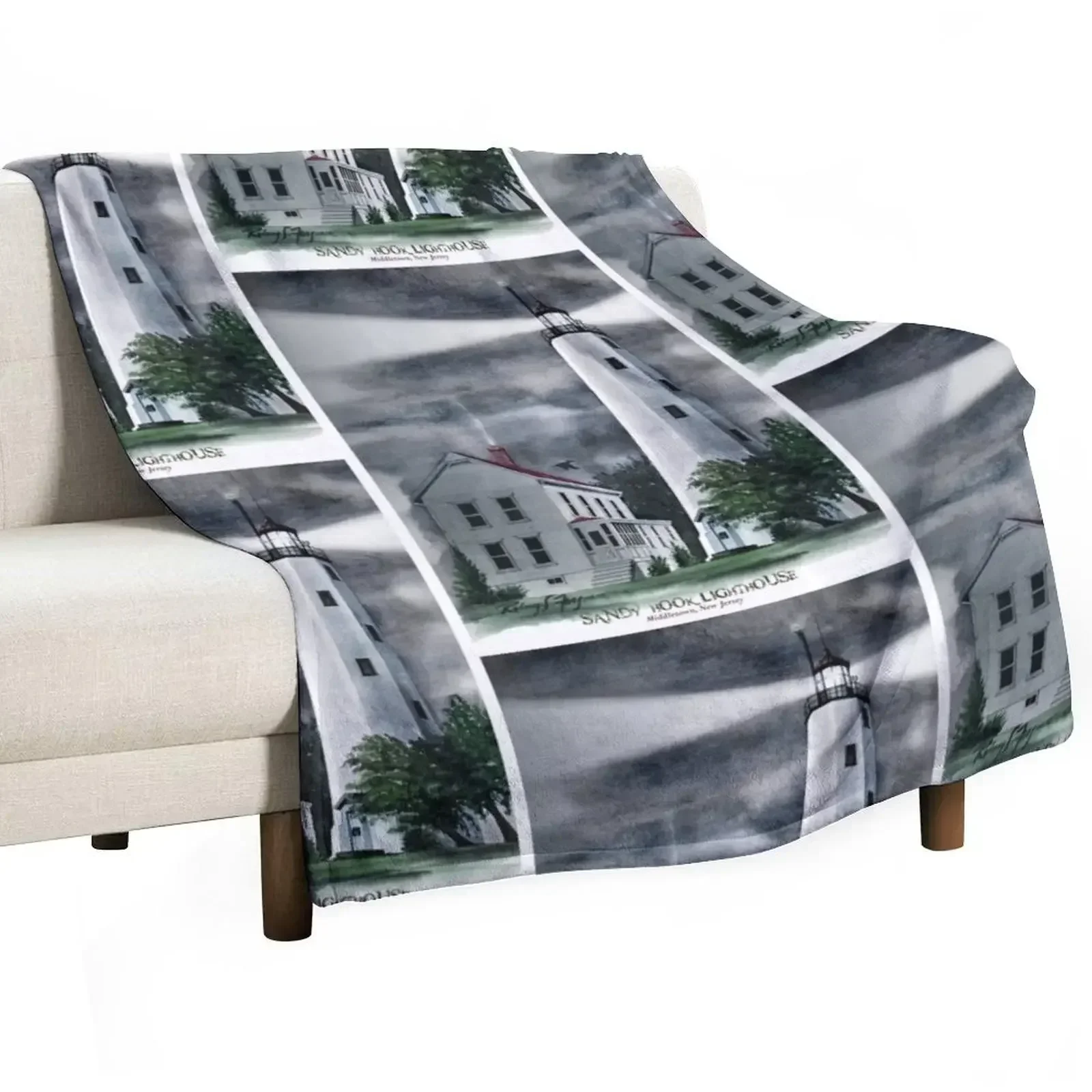 Sandy Hook Lighthouse Throw Blanket Softest Decorative Throw Shaggy Comforter Blankets