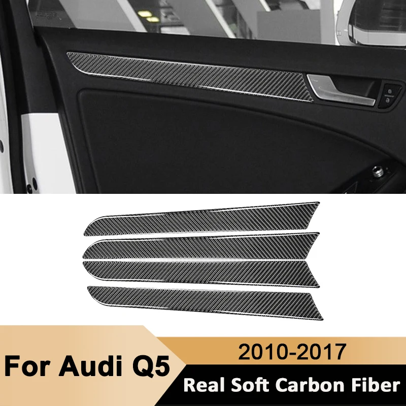 

For Audi Q5 2010-2017 Carbon Fiber Car Door Inner Armest Panel Trim Strips Decorative Sticker Auto Interior Accessories