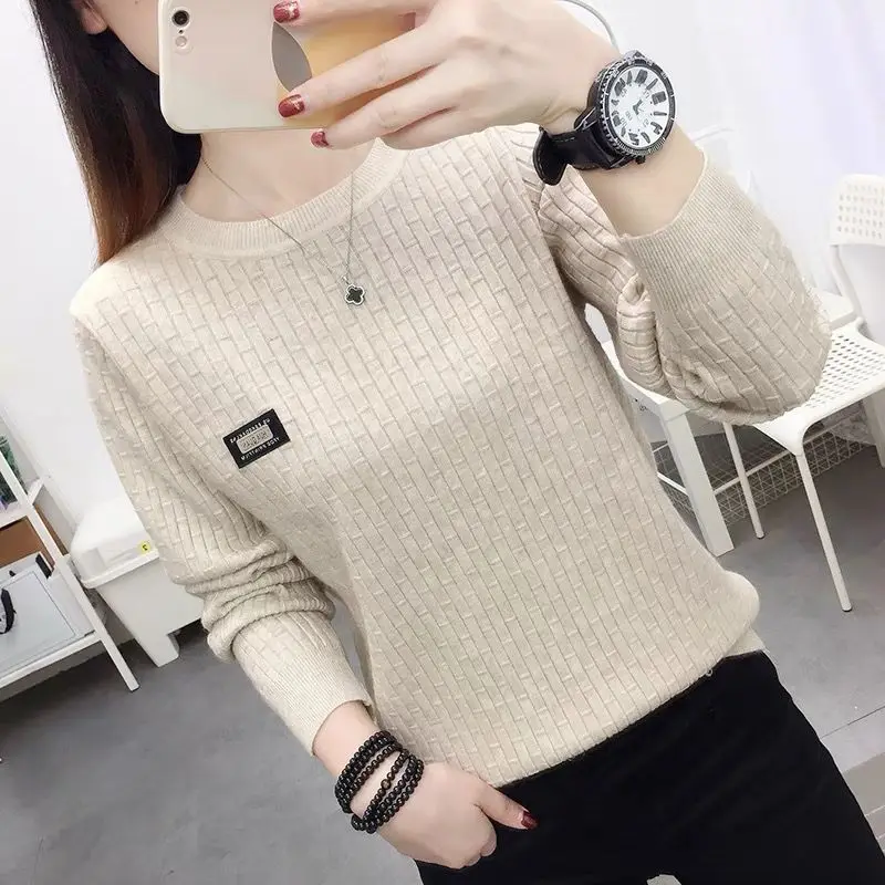 

Simplicity All-match Bottoming Shirt Autumn Winter Long Sleeve Plus Size Casual Pullovers Sweaters Vintage Office Women Clothing