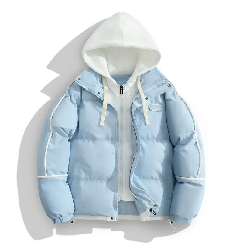 

New Brand Thickened Fake Two Pieces Outdoor Camping Bread Clothes Men's Hooded Padded Jacket Autumn and Winter Men's Warm Jacket
