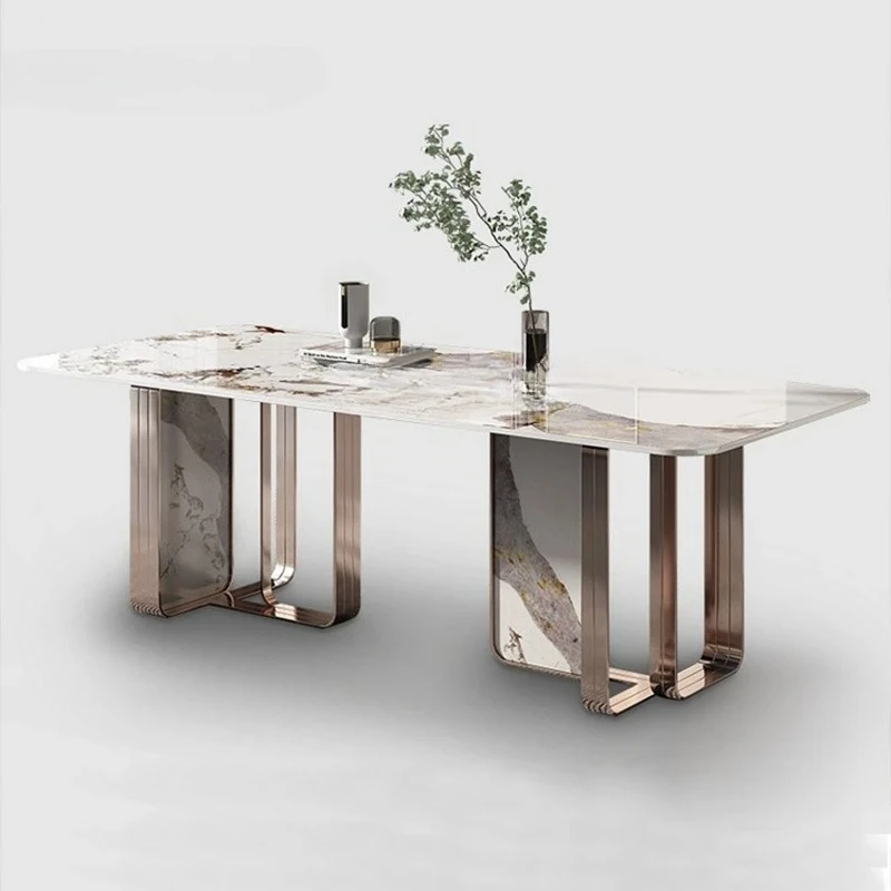 

Italian Style Minimalist Dining Table Set Villa Home Furniture Kitchen Rectangle Table For Apartment Luxury 6 Chair Dining Table