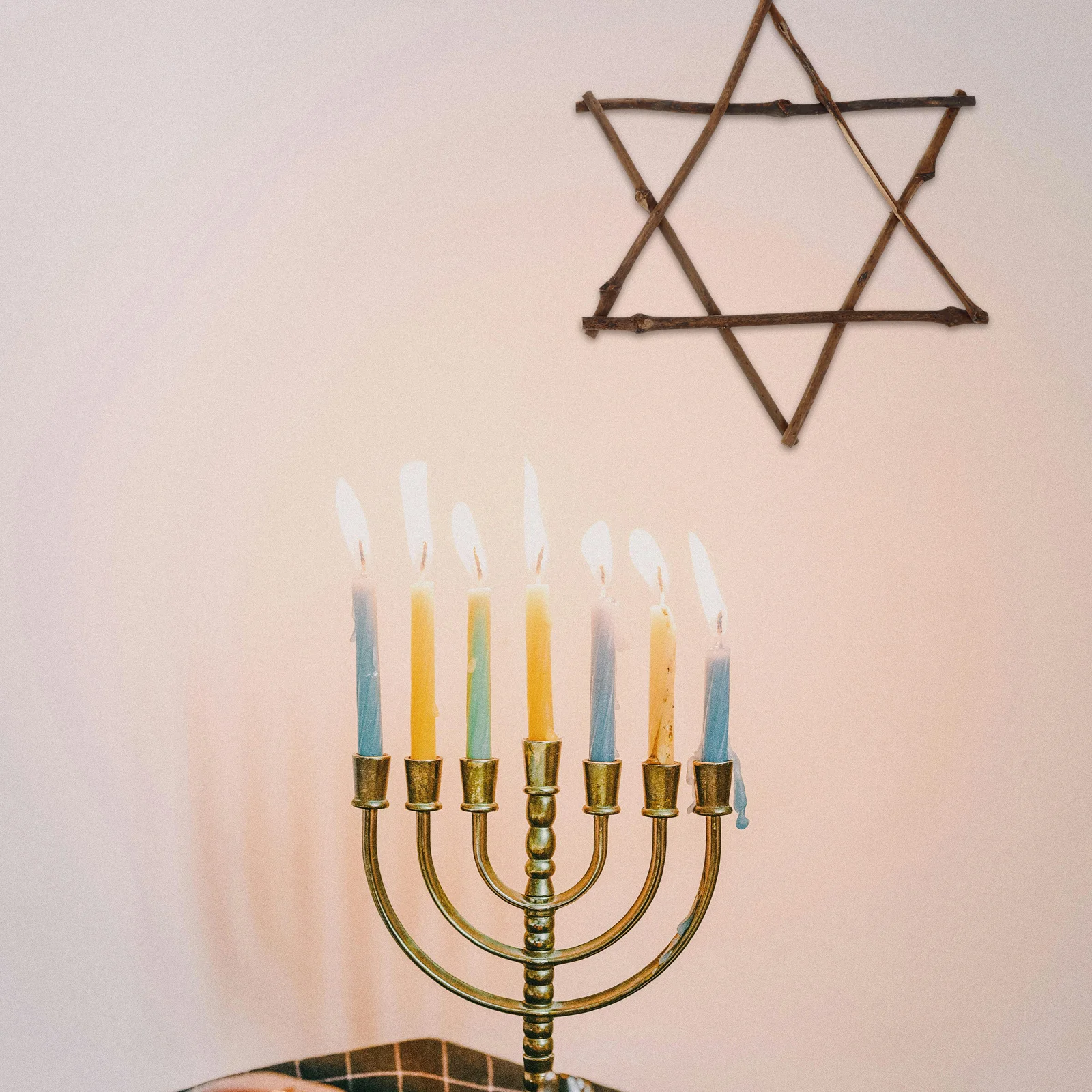 

2Pcs Hexagonal Star Shape Vine Frame Hanukkah Craft Ornaments Christmas Wedding Holiday Wall Window Decorations