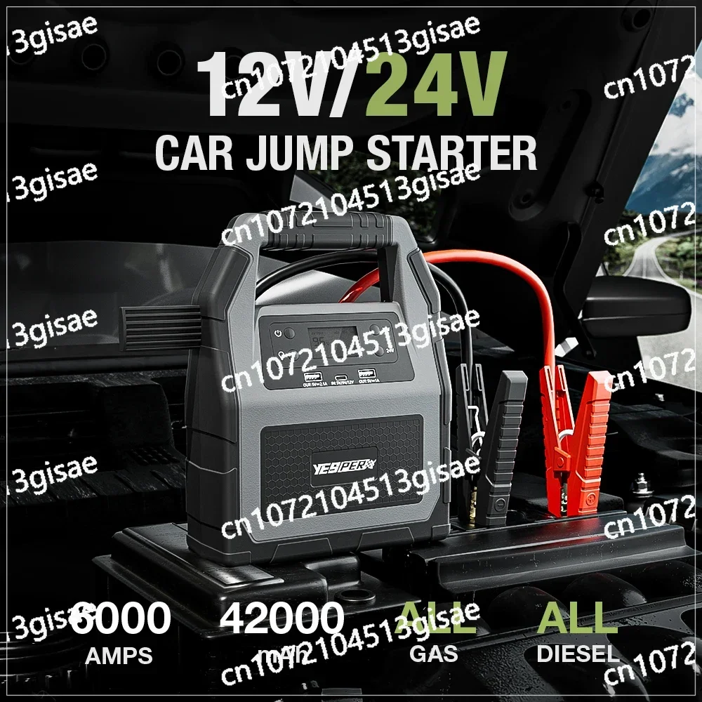 For Heavy Duty Tractor and Truck Yesper 99C Multifunction High Power 42000 Mah 6000A Diesel Vehicle Jump Starter 12/24v