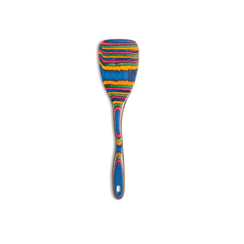 HGHO Seven-Piece Wooden Kitchenware Soup Spoon Set Wooden Cooking Supplies Non-Stick Large Colorful Spatula Kitchen Tools