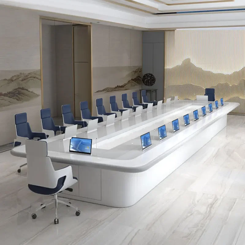 Modern luxury executive Meeting Room Table White desktop Wood MDF board Conference Table 12 Seaters commercial Office Furniture