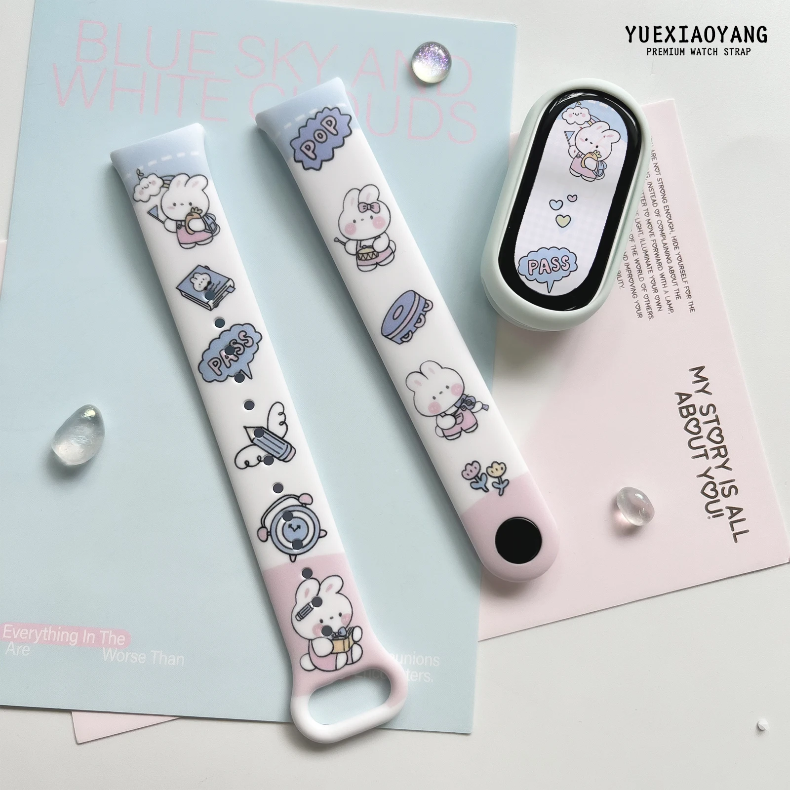 

Cute Rabbit Printed Wristband for Xiaomi Mi Band 10 9 8 Wrist Strap Replaceable Watchband for Mi Band 10 9 8 Smart Bracelet