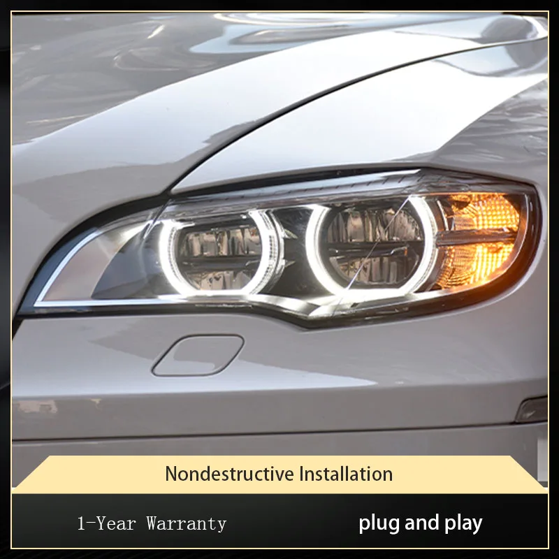 

Автомобильные фары для BMW X6 E71 2008-2014, светодиодные фары в сборе, обновленная линза проектора DRL, биксеноновые сигнальные фары, аксессуары