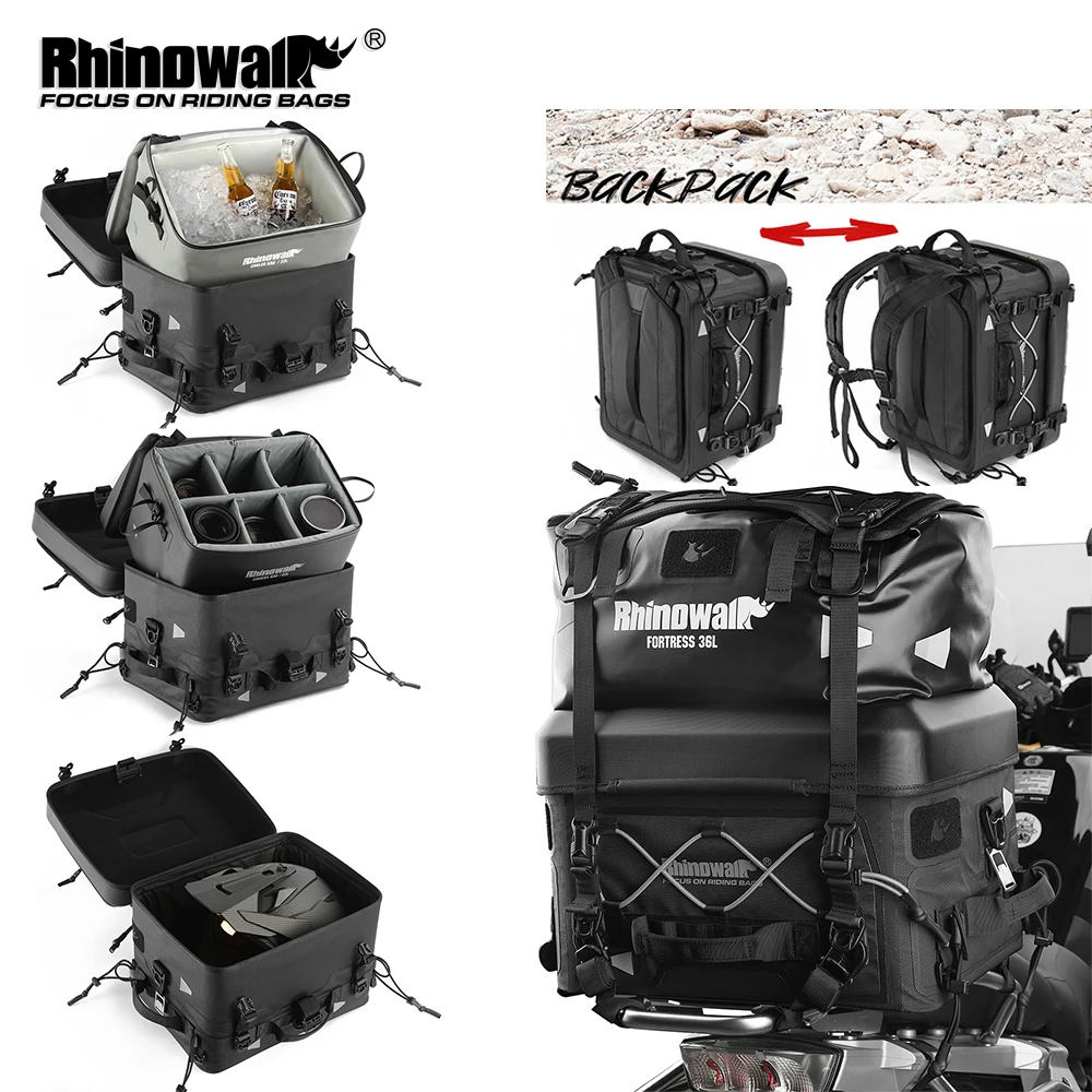 

Rhinowalk Motorcycle Tactical Tail Bag Waterproof Insulated Drop-Resistant Backpack Long-Distance Motorbike Travel Molle System