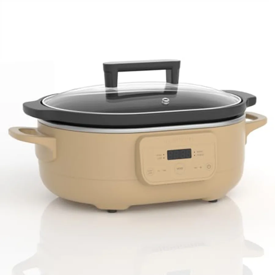 

6 Quart Programmable Slow Cooker Removable Healthy Nonstick Pot - Small Kitchen Appliance for Family Dinners - Serves 6+ People