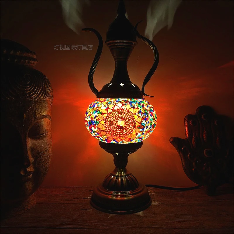 

Turkish retro romantic coffee pot wine pot table lamp dining table bar cafe bar decoration gift table lamp