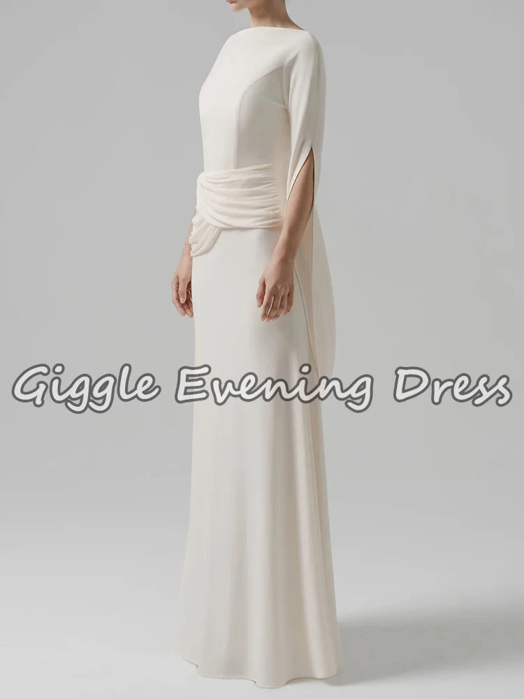 Giggle Fashion Jersey Evening Dresses Hip Package Robe Mermaid Prom Gowns Slim Full Sleeve O Neck Solid Party Dress Customized