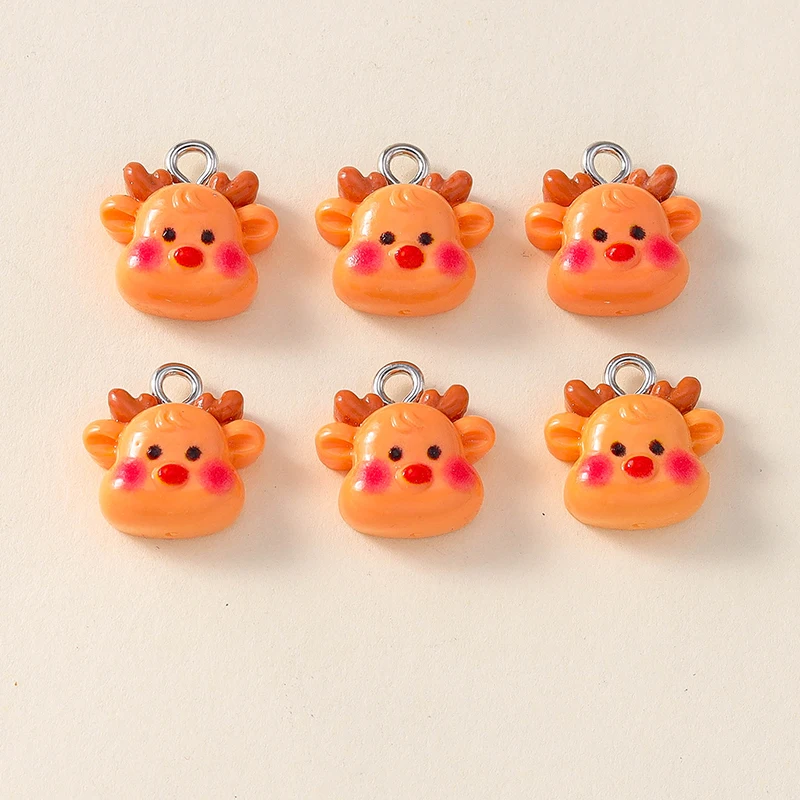 

20pcs 12x14mm Cute Mini Resin Christmas Deer Charms Pendants for Jewelry Making Drop Earrings Necklaces Bracelets Accessories