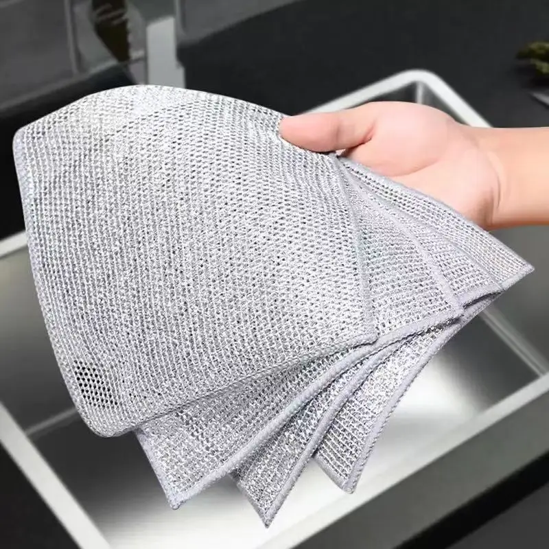 

10 pieces of steel wire dishwashing cloth, cleaning cloth mesh, non greasy cloth, kitchen stove cleaning cloth