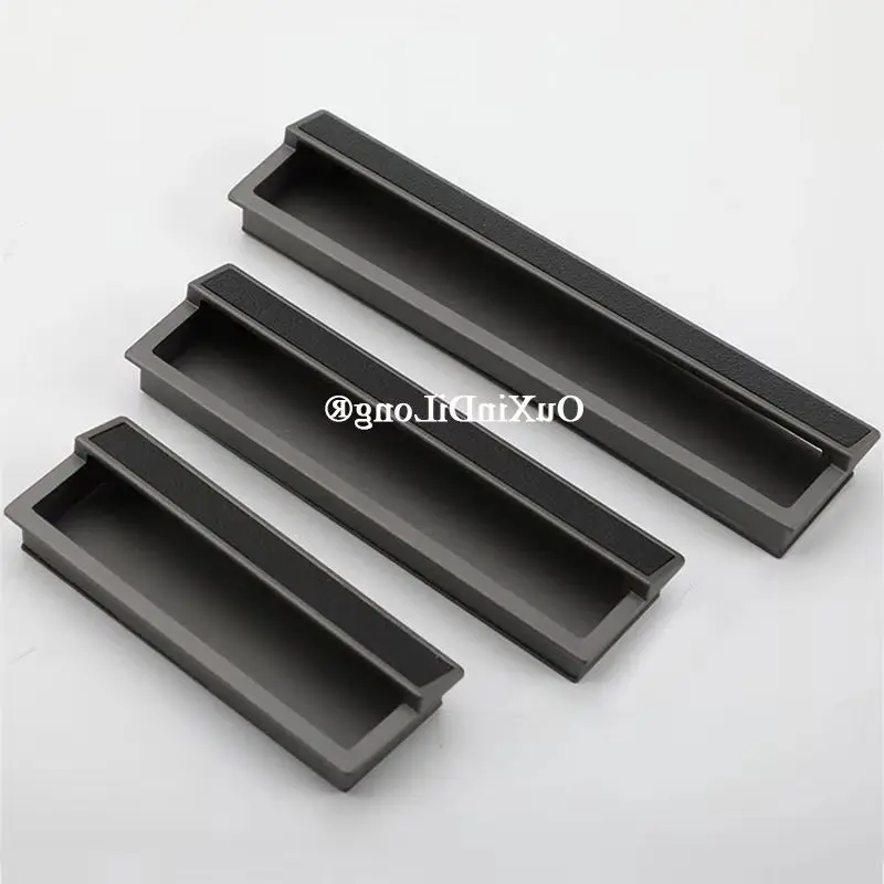 4Pieces Zinc Alloy+Leather Sliding Door Handles Invisible Hidden Drawer Pulls Recessed Cupboard Wardrobe Closet Cabinet Pulls