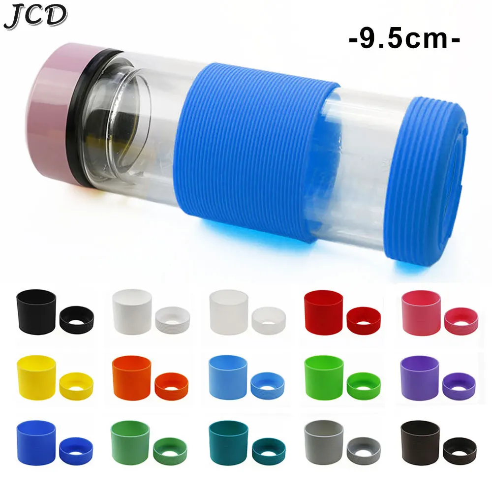JCD 9.5CM 1Set Silicone Cup Cover Cup Bottom Sleeve Threaded Anti-Slip Heat Insulation Water Bottle Protective Cover