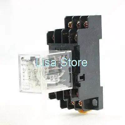 AC 220V Coil 3PDT 11 Pins Electromagnetic Power Relay 5A 250VAC/28VDC w Base