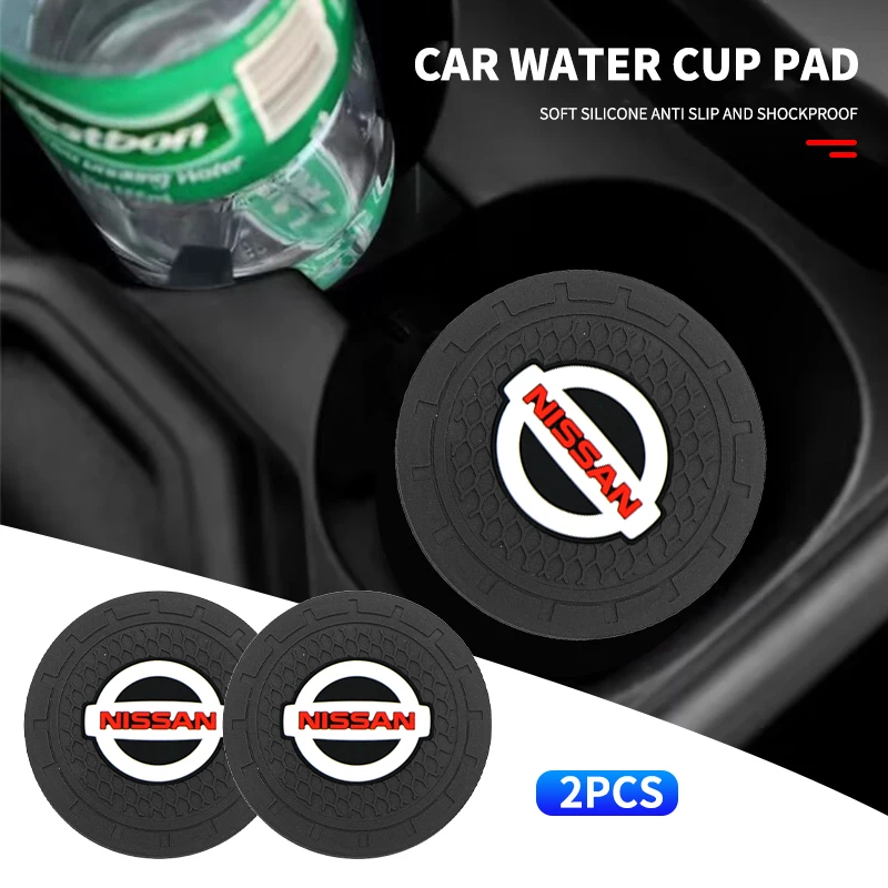 1/2PCS Car Cup Holder Coaster Non-Slip Anti-Dust Mat Accessories For Nissan Abarth JEEP Fiat Volvo Jaguar Honda MG Nismo Acura