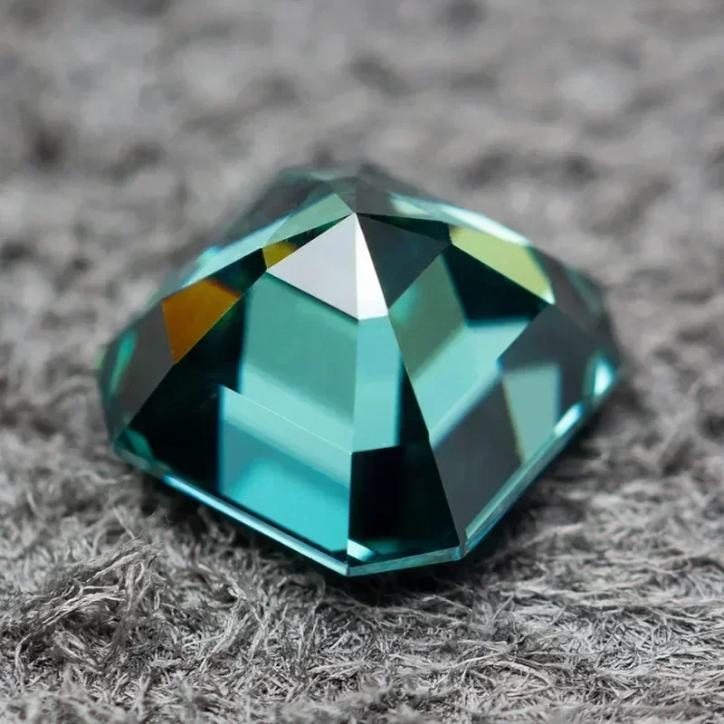 

Moissanite Stone Emerald Green Natural Color Asscher Cut Lab Grown Diamond For DIY Jewelry Making Materials With GRA Certifica
