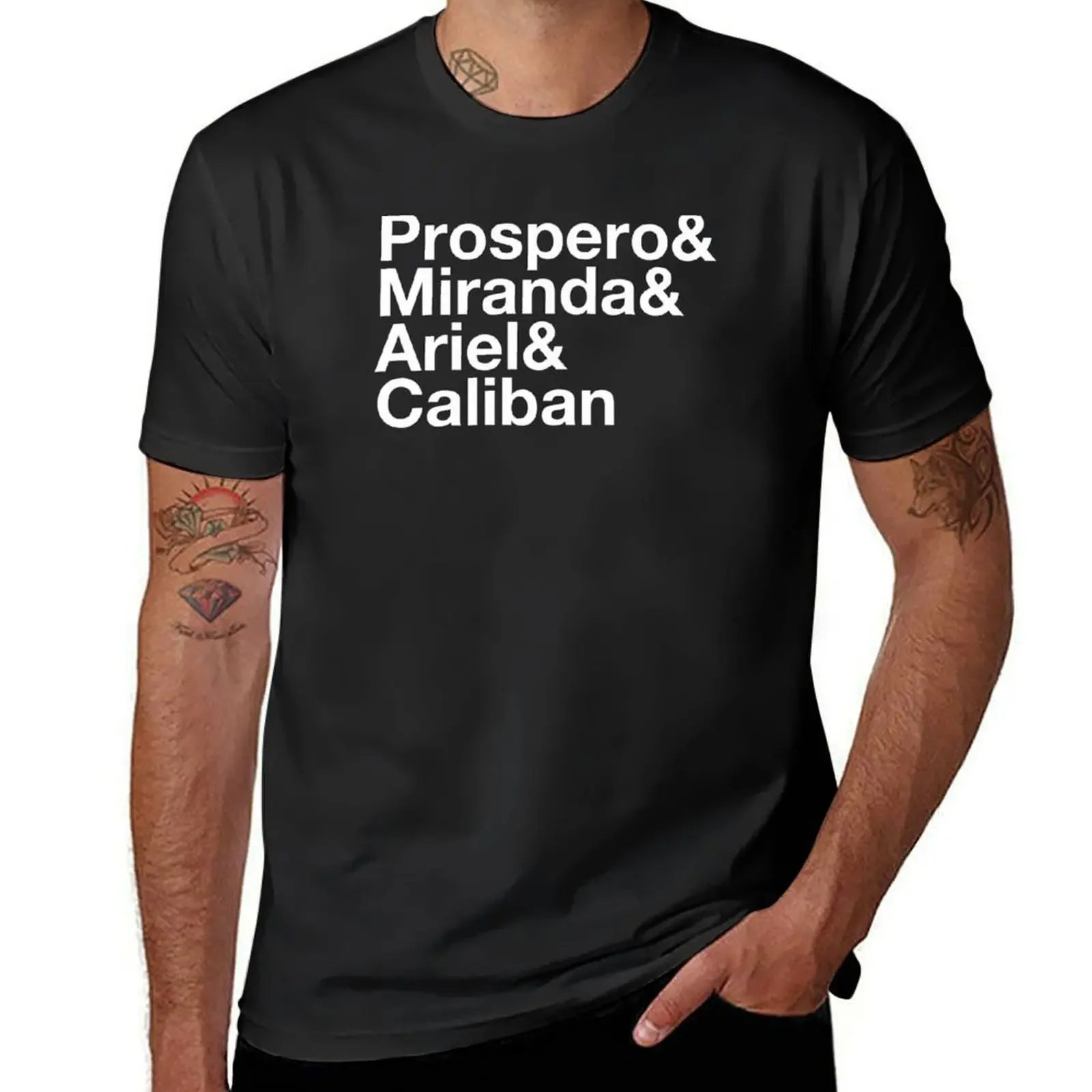 

Shakespeare The Tempest & List: Prospero & Miranda & Ariel Caliban T-Shirt tops graphics black t-shirts for men