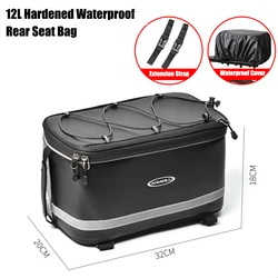 Large Capacity Bicycle Pannier Bag, Rear Rack Bag, Rear Seat Bag, Mountain Bike Tail Bag, Hard Shell with Reflective Strips