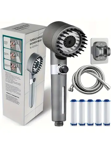 2025 new ion drop shower head with handheld filter shower, turbocharger with multiple spray modes, built-in filter on/off switch