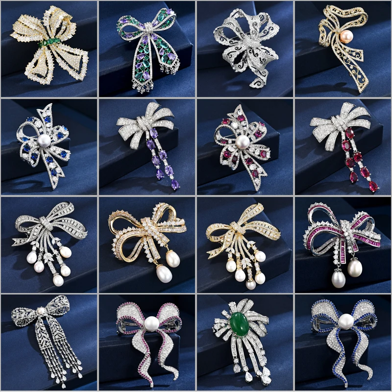 

Европейская модная элегантная брошь с бантом, роскошная женская брошь с кубическим цирконием, классический дизайн, корсаж, пальто, аксессуары для костюма, булавки