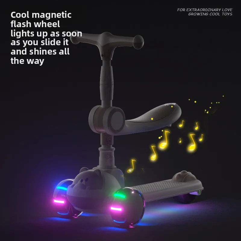 3 in 1幼児用スクーター、親用プッシュハンドル付き幼児用スクーター、屋外乗用玩具、男の子と女の子への誕生日プレゼント