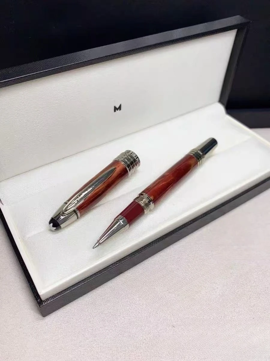 stylo-roller-professionnel-m-brand-a-motif-rouge-et-anneau-argente-collection-de-luxe-cadeau-de-bureau-stylo-d'ecriture-boite-de-stylo-non-incluse