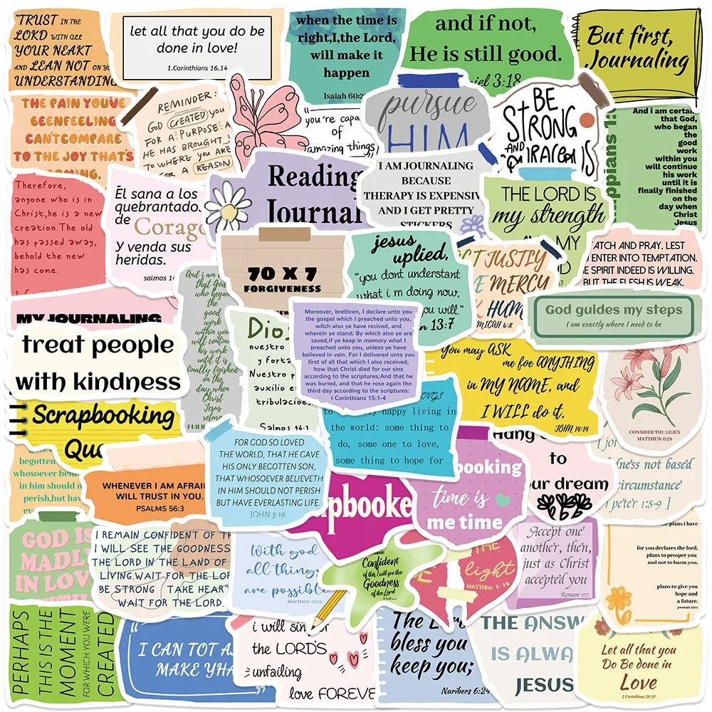 

50Pcs Jesus Christians Religion Bible Verse Stickers Aesthetic Phrase Decals Laptop Luggage Skateboard Notebook Phone Sticker